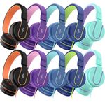 AILIHEN Kids Headphones Bulk 10-Pack for K-12 School Classroom, On-Ear Wired Headset with Microphone for Students Children with 93dB Volume Limited, 3.5mm Jack for Chromebooks Tablets Laptop Computer