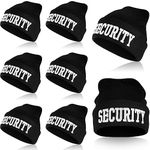 Panitay 12 Pcs Cuffed Beanie Knitted Beanie Hat Embroidered Hat Black Winter Skull Cap for Men Women(Black, White, Security)