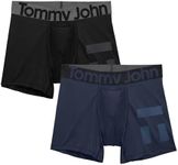 Tommy John Men’s Underwear, 360 Sport Trunks Hammock Pouch, Short 4" Inseam, Moisture Wicking Underwear, Soft Breathable Waistband Boxer Briefs Mesh Quick Dry (Dress Blues/Black, XL)