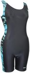 Adoretex Women's Plus Size Unitard Swimsuit, Water Aerobic Boyleg Bathing Suit Size 20-24 - FU006P - Black/Blue-22