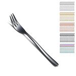 Kyraton Black Dessert Forks 12 Pieces 15.6cm Stainless Steel Cake Fork, Tea Forks, Fruit Forks, Pastry Forks Cutlery Set, Dishwasher Safe