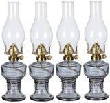 DNRVK 4 Pieces Rustic Oil Lamp Lantern Vintage Color Glass Kerosene Lamp 12.6''Chamber Oil Lamps for Indoor Use Decorative Antique Classic Old Hurricane Oil Lamp for Emergency Lighting