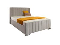 DivanBedsDeals Luxury Wingback Velvet Ottoman Bed | Bed With 10" Spring Memory Foam Mattress & Gas Lift Storage | 48" Winged Headboard and 19.5” Footboard (Silver, King Size 5Feet)