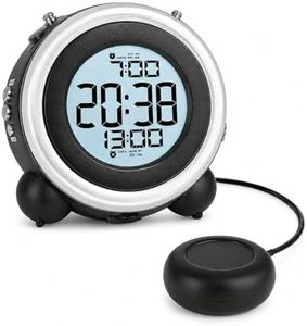 UPOWA Extra Loud Alarm Clock with Bed Shaker for Heavy Sleepers, Deaf, Elderly, 110dB Loud Vibrating Digital Clock with 7" Large Display, 5 Dimmer, 8-Color Night Light (A2)