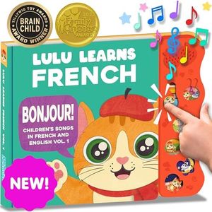 Lulu Learns French French Books for Kids Vol. 1: Musical French Baby Book Learning Toys w/English, Bilingual Language Interactive Toy for Toddlers, Babies, Boys, Girls & Children