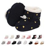 Baby Winter Warm Fleece Bootie, Newborn Non-Slip Soft Sole Winter Shoes Sock Shoes Cute Adjustable Crawling Shoes Prewalker Boots for Girls Boys Toddler 0-18 Months Marine 6-12 Months