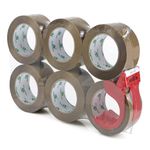 BOMEI PACK Brown Packing Tape, Moving, Mailing & Storage Tape, 1.88" x 100m, 6 Rolls with Tape Dispenser