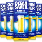 OceanSaver Eco Kitchen Surface Degreaser Spray - 5x 10ml Refills | Powerful Just Add Water All Purpose Kitchen Grease & Grime Cleaning Spray | Plant Based, Plastic & Cruelty-Free | Citrus Kelp Scent