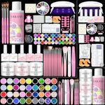 SAVILAND Acrylic Nail Kit with Everything: Nails Kit Acrylic Set for Beginner Acrylic Powder Gel Polish Kit Nail Decoration U V Lamp Professional Acrylic Nail Set Full Acrylic Nail Supplies Home Salon