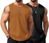 COOFANDY Men's Workout Muscle Tank Top 2 Pack Casual Soft Sleeveless Gym Shirts Bodybuilding Tee Black/Brown