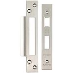 Forend Strike and Fixing Pack - Suitable for Sashlocks - Satin Stainless Steel | Forend Strike & Fixing Protective Plate Set - Door Lock Furnishings - Forend Plate, Strike Plate and Screws Included