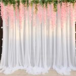 PARTISKY 10ft X 10ft White Tulle Backdrop Curtain for Parites, Sheer Backdrop Curtains Fabric Drapes for Wedding Ceremony Arch Party Stage Decorations