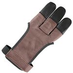 longbowmaker Archery Glove 3 Finger Cow Leather Shooting Protective Gear for Left and Right Hand Archer AG31L