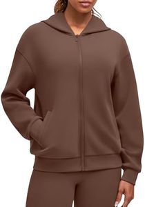 G4Free Women's Full Zip Hoodies Long Sleeve Athletic Workout Jackets with Pockets Fall Fashion Outfits (Dark Coffee,L)