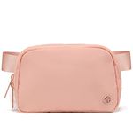 Pander Double Zipper Fanny Pack Nylon Everywhere Belt Bag, Fashion Waist Packs for Women with Adjustable Strap, 1L. (Misty Rose)