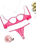 Avidlove Lingerie Set For Women Sexy Bra and Panty 2 Piece Lace Lingerie Set With Underwire Rose Red L