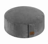 Round Velvet Meditation Pillow D=13"/16" H=5.5" Yoga Bolster Floor Pouf Zafu Buckwheat Meditation Cushion for Sitting on Floor Removable Organic Cotton Cover Luxury Kneeling Pillow-Dark Grey, 13"