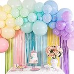 Pastel Balloon Garland Kit - Macaron Balloon Arch Kit for Parties - Small and Large Balloons, Gold Confetti, Mint, Pink Balloons, Balloon Pump, Balloon Tape etc - Latex Balloon Column - Instructions I