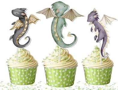 10 pcs Dragon Cupcake Toppers - Magical Dragon Cake Decorations for Fantasy Parties
