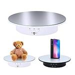 JAYEGT Motorized Rotating Display Stand, 7.87inch /Load 17.6lbs, 360 Degree Electric Rotating Turntable for Photography Products, Jewelry, Cake,3D Model,Mirror Cover (White)