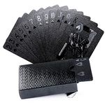 LEEFE Cool Black Gold Foil Poker Playing Cards, Waterproof Deck of Cards with Gift Box, Use for Party and Game