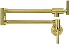 Strictly Sinks Wall Mounted Pot Filler Faucet - Double Joint Swing Arm Pot Filler Rotatable Kitchen Faucet - Stretchable, Retractable & Folding Spout Pot Filling Faucet (Gold)