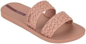 Ipanema Renda II Fem Womens Slides - Slip-On Sandals for Women with Woven Straps, Dressy Slides, Summer Dress Sandals, Summer Flats with Cushioned Footbed, Slides for Women, Glitter Pink, Size 4/5