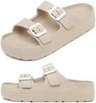 Women Platform Sandals with Arch Support, Adjustable Buckle EVA Orthotic Sandal, Comfort Foam Slide Lightweight Thick Soles