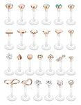 Drperfect 16G Tragus Forward Helix Cartilage Earrings Studs Clear Labret Studs Lip Rings Monroe Piercing Jewelry