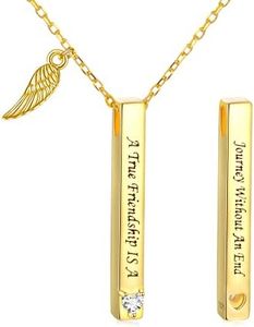 Sterling Silver A True Friendship Is A Journey Without An End Pendant Necklace Gold Plated Gifts for Sisters Women Gilrs
