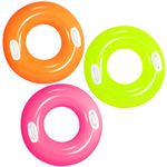 com-four® 3x swim tires - Large swim ring with handles - Colored children's swim tire [selection varies] (03 pieces - Ø 75.5cm with handle)