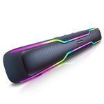 CrossBeats Blaze B50 (2025) Bluetooth 50W Soundbar Gaming RGB Light, AUX, BT, SD Card, USB &FM, 8 Hrs Playtime Fast Charge Sound bar Smart tv with Built-in mic, Speaker for Mobile, PC, Laptop - Black