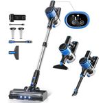 Cordless Vacuum Cleaner, 28Kpa Powerful Suction 8 in 1 Stick Vacuum, 40-Min Runtime Detachable Battery, 3 Modes & LED Display, Lightweight Vacuum Cleaner for Hardwood Floors, Carpets, Pet Hair, Blue