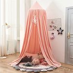 Surwin Bed Canopy for Girls Boys Kids Single Double Bed, Solid Color Round Dome Bed Canopy Mosquito Net Protection Canopy Play Tent Bedroom Nursery Decoration Hanging Curtain Net (Orange Red)