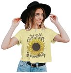 Heybroh Women's Crop Top in A World Full of Roses Be A Sunflower 100% Cotton (Black; X-Small)