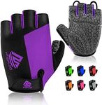 HTZPLOO Bike Gloves Cycling Gloves Mountain Bike Gloves for Men Women with Anti-Slip Shock-Absorbing Pad,Light Weight,Nice Fit,Half Finger Biking Gloves (Black&Purple, Medium)