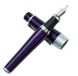 Lanxivi Duke Luxury Purple Fountain Pen, Asian Calligraphy Bent Nib Fude Pen Fine to Broad Point, Charlie Chaplin Series