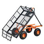 VEVOR 400lbs Steel Garden Dump Cart Utility Wagon, Heavy Duty Yard Dump Wagon Cart with Removable Sides, Pullable Handle, Utility Liner, 10in All Terrain Wheels