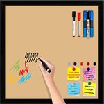 ArtzFolio Browns Family Burly Wood Colour | Framed Magnetic Dry Erase White Board | Includes Magnet Buttons & Markers | Black Frame | 16 x 16 inch (41 x 41 cms)
