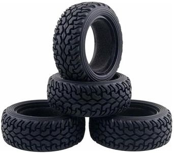 1/10 RC On-Road Car Tyres,WONFAST 4PCS 75mm Rally Grain Car Rubber Tires Sponge Insert for 1:10 RC On Road Run-flating Racing Car Parts for Traxxas Tamiya HSP HPI Kyosho(Black)