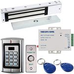 HWMATE Access Control System Kit 125KHz Card 600Lbs Force Electric Magnetic Lock Power Supply Exit Button Key Fobs