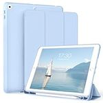 ZOYU Case for iPad 6th Generation 2018 / 5th Gen 2017 9.7 Inch with Pencil Holder, Slim Lightweight Smart Trifold Stand Protective Cover, TPU Soft Silicone Magnetic Auto Sleep/Wake, Light Blue