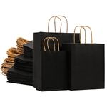 Nicunom 90 Pack Black Kraft Paper Bags, 6x3x8/8x4x10/10x5x13 Bulk Shopping Bag Craft Bags Thick Party Favor Bag with Handle for Wedding Birthday Halloween Father's Day Mother' Day Christmas Anniversary