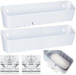 Umigy 2 Pack Tip Out Tray for Sink with 2 Pairs of Hinges Front Sink Drawer Tip Out Tray Kit False Drawer Front Clips Flip Sponge Holder for Kitchen, White(11 Inch)