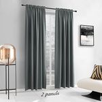 DONREN Patio Blackout Curtain Panels - Summer Home Decoration Thermal Insulated Rod Pocket Blackout Draperies/Drapes for Bedroom (2 Panels, 60 inches x 96 inches, Medium Grey)