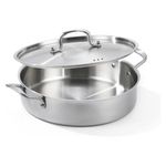 Yeksum 13-inch 8QT Tri-Ply Stainless Steel Sauté Pan | Large Deep Skillet with Lid | Even Heating+Jumbo Surface | Flared Edge Transfer | Non-Toxic 650°F Oven Safe