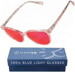 Sleep ZM 100% Blue + Green Light Blocking Glasses for Women + Men - Better Sleep + Anti Eye Strain Protection - Computer Screens & Gaming - Pink Warrior - Night-timeMax Red Lens