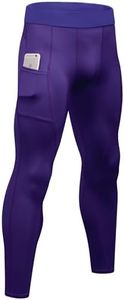 SPVISE Purple Compression Leggings Men Pants Workout Running Tights Dry Fit Performance Baselayer Pants Football Basketball