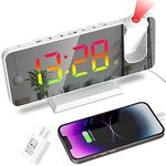 E-Greetshopping Projection Alarm Clock, LED Mirror Colorful RGB Digital Alarm Clock, Snooze, 5-Level Dimmer, 12/24H, Bedroom Ceiling Projectior Alarm Clock for Kids Boys Girls Teens Home Decor(White)