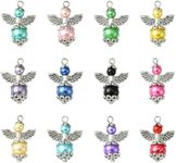 KitBeads 60pcs 12 Styles Glass Angel Charms Imitation Pearl Angel Wing Charms Colorful Beads Angel Guradian Fairy Charms for Jewelry Making Bulk